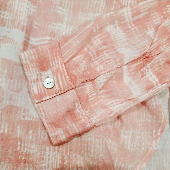 NEW Cloth & Stone Anthro Top S Pink White Lightweight Button-Front V-Neck Blouse - Picture 4 of 11